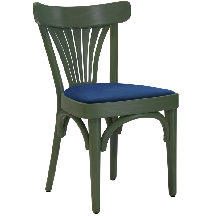 Cabris | Buckelstoel | Hout / Fluweel | Olijfgroen / Blauw | Buckelstoel