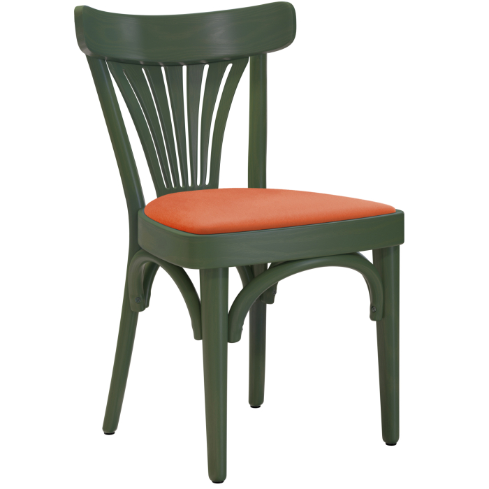 Cabris | Bentwood Chair | Wood / Velvet | Olive Green / Orange | Bentwood