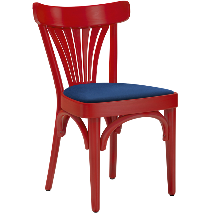Cabris | Buisvormige houten stoel | Hout / velvet | Rood / blauw | Buisvormige houten stoel