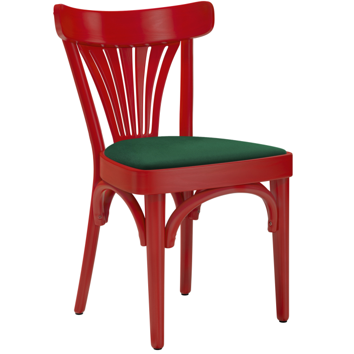 Cabris | Bureaustuhl van bent hout | Hout / Fluweel | Rood / Groen | Bent hout