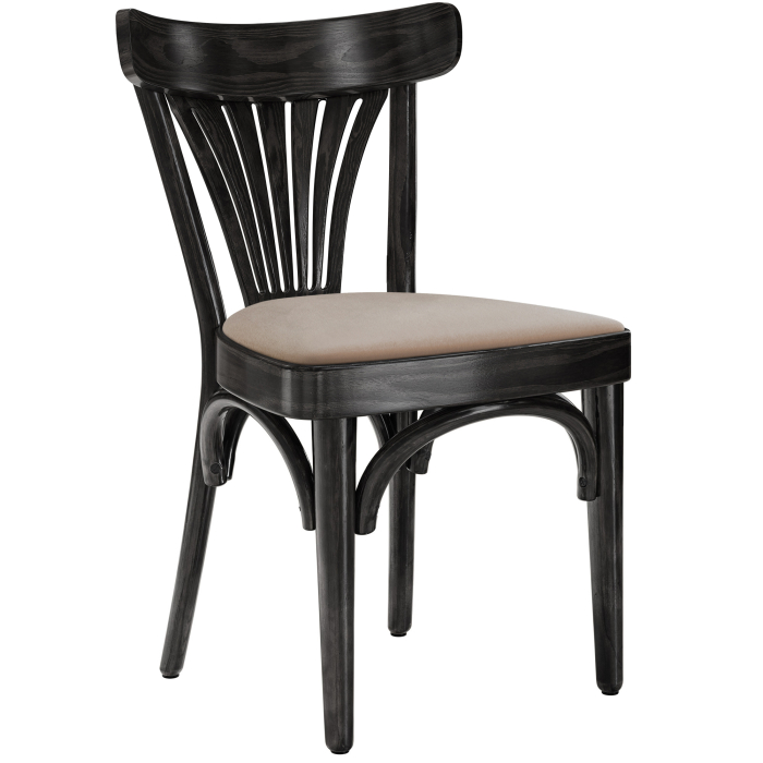 Cabris | Sedia in legno curvato | Legno / Velluto | Nero / Talpa | Legno curvato