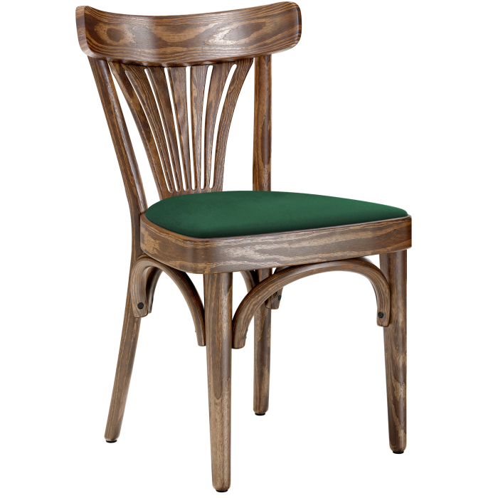 Cabris | Bøgetræsstol | Træ / Fløjl | Vintage Old Patina / Grøn | Bøgetræsstol