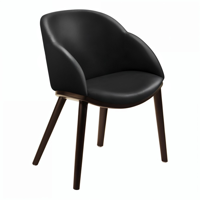 Caia | Sedia da bistrot | Pelle | Nero