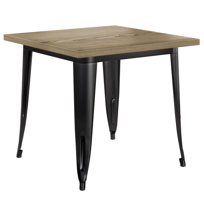 CALIFORNIA | Tolix Stil Bord | B:T:H 70 x 70 x 78 cm | Ek & Svart | Fyrkantig