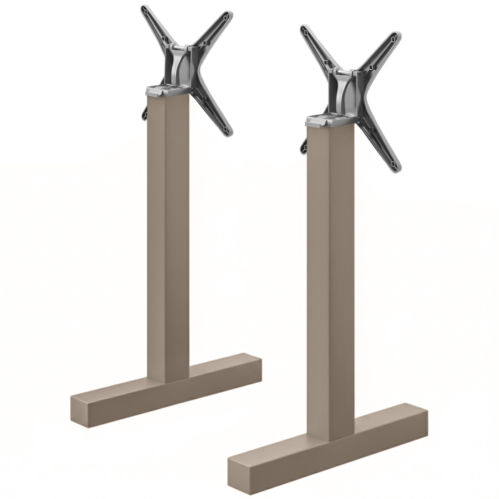 CATANIA | Bistro Doppel Stehtischgestell | Taupe | Höhe: 105 cm | Säule: 8 x 8 cm | Fuß: L 58 cm | Klappbar
