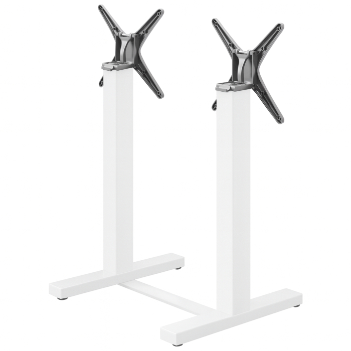 CATANIA | Bistro Double Bar Table Frame | White | Height: 105 cm | Column: 6 x 6 cm | Base: L 58 cm | Foldable | + Connector