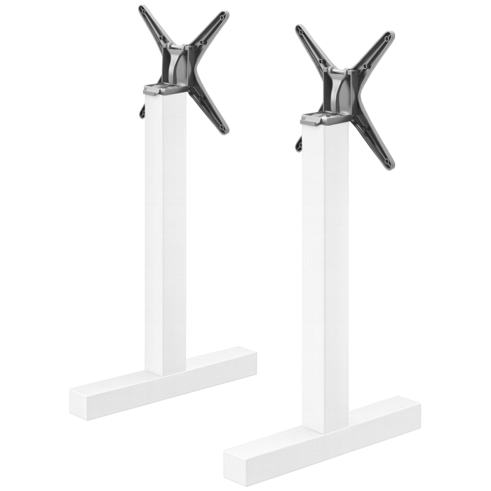 CATANIA | Estructura para mesa doble de bistró | Blanco | Altura: 105 cm | Columna: 8 x 8 cm | Pie: L 58 cm | Plegable