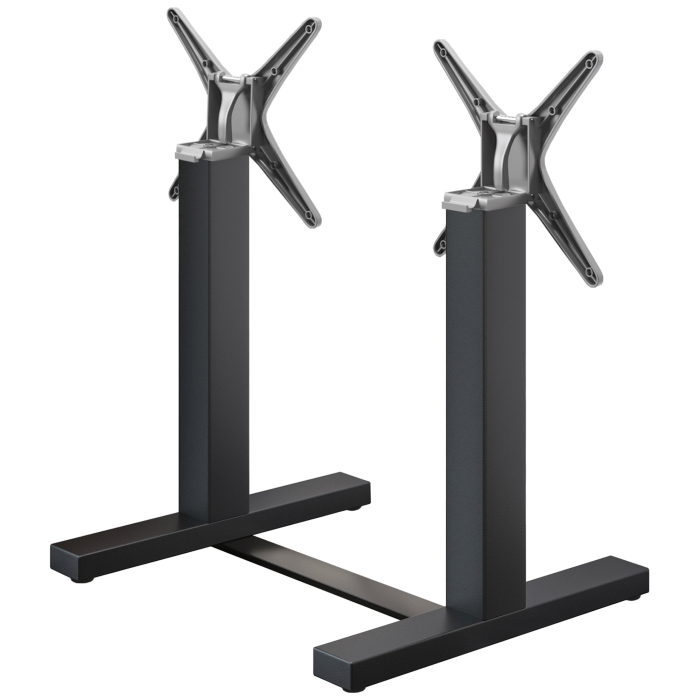 CATANIA | Bistro Doppel Tischgestell | Schwarz | Höhe: 72 cm | Säule: 8 x 8 cm | Fuß: L 58 cm | Klappbar | + Verbinder