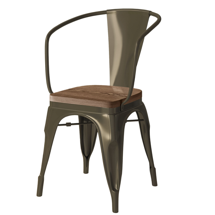 KALIFORNIA KÄSI | Tolix Tuoli | Ruosteen Matt | Metalli | + Pähkinäpuu-istuin