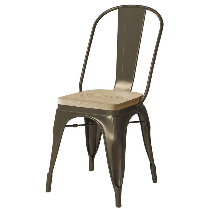 KALIFORNIA | Tolix-tuoli | Mattarauta | Metalli | + Puurunko Tammi