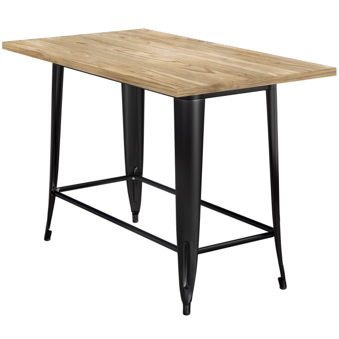 KALIFORNIA | Tolix-tyylinen korkea pöytä | P:L:K 120 x 60 x 106 cm | Tammi & Musta | Suorakulmainen