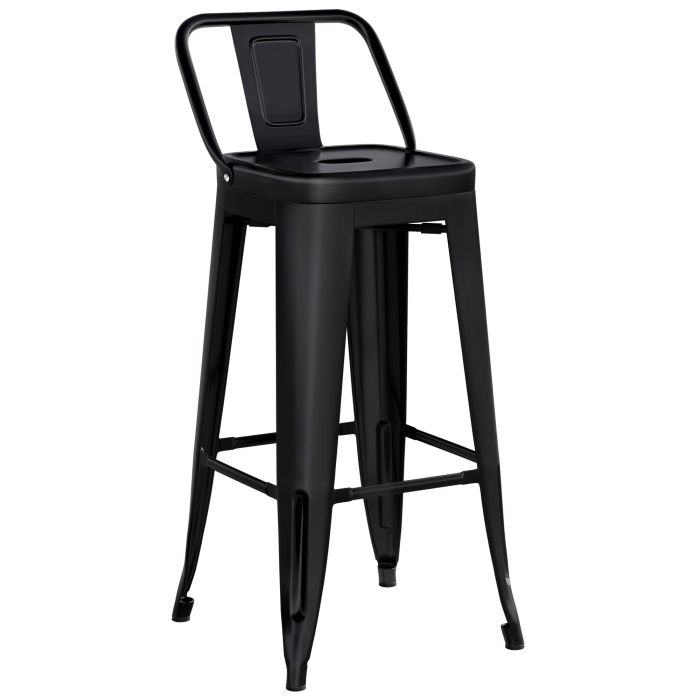 CALIFORNIA | Taburete Tolix | Negro mate | Metal | + respaldo