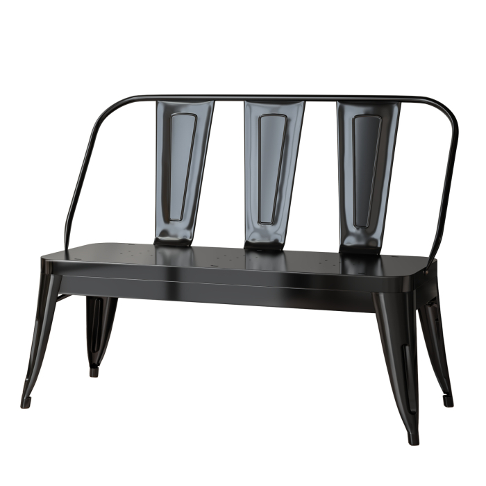 CALIFORNIA | Banco Tolix | Negro mate | 115 cm | Metal | + respaldo
