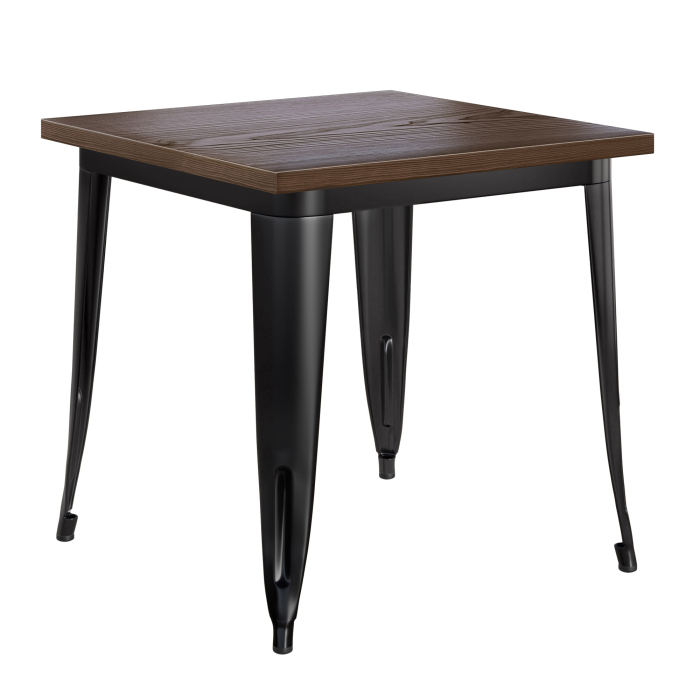 CALIFORNIA | Mesa estilo Tolix | B:T:H 60 x 60 x 78 cm | Wengué y negro | Cuadrada