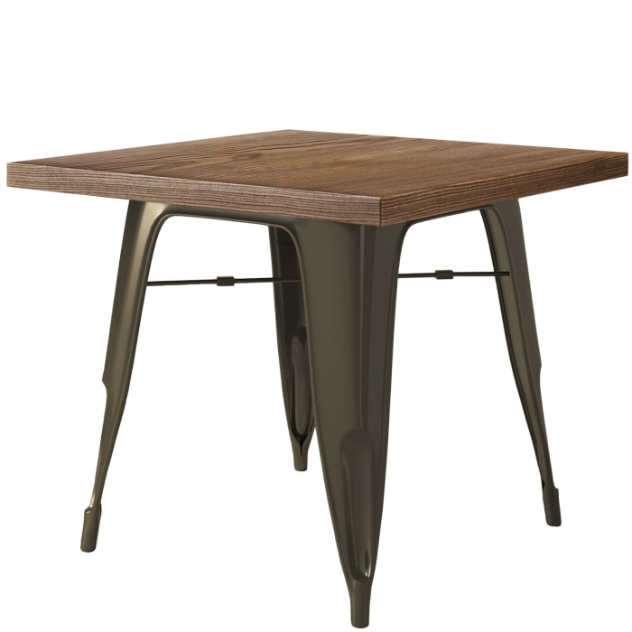 CALIFORNIA | Tavolo stile Tolix | B:T:H 70 x 70 x 78 cm | Wengé & Ruggine | Quadrato