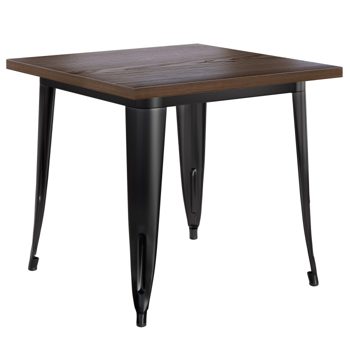 CALIFORNIA | Tavolo in stile Tolix | L:P:A 70 x 70 x 78 cm | Wengé e Nero | Quadrato