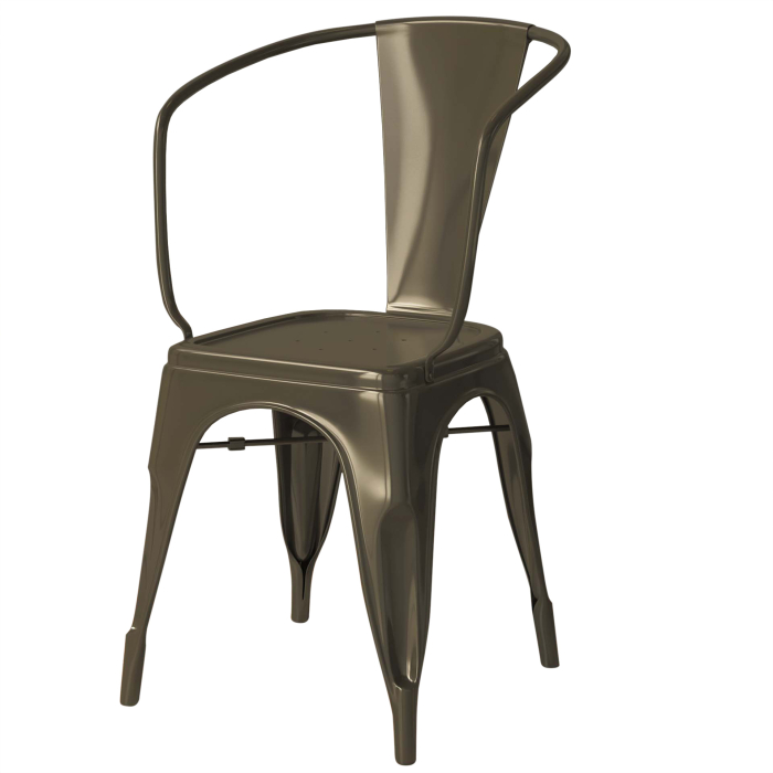CALIFORNIA ARM | Tolix Style Chair | Rust Matt | Metal