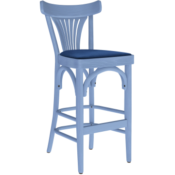 Cabris | Bugholz Barhocker | Holz / Samt | Blau / Blau | Bugholz