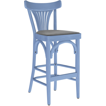 Cabris | Bugholz Barhocker | Holz / Samt | Blau / Grau | Bugholz