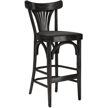 Cabris | Bugholz Barhocker | Holz / Samt | Schwarz / Schwarz | Bugholz