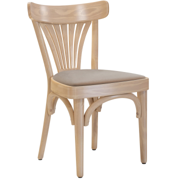 Cabris | Chaise en bois cintré | Bois / Velours | Chêne / Taupe | Bois cintré