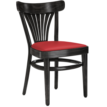 CABRIS | Chaise en bois courbé | Bois / Cuir Rouge | Noir | Bois courbé