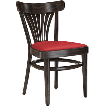 CABRIS | Chaise en bois courbé | Bois / Cuir Rouge | Wengé | Bois courbé