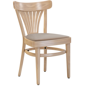 CABRIS | Chaise en bois courbé | Bois / Velours taupe | Chêne | Bois courbé