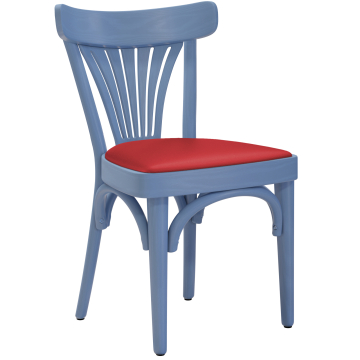 Cabris | Sedia in legno curvato | Legno / Pelle | Blu / Rosso | Legno curvato