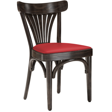Cabris | Sedia in legno curvato | Legno / Pelle | Wengé / Rosso | Legno curvato
