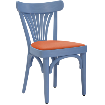 Cabris | Sedia in legno curvato | Legno / Velluto | Blu / Arancione | Legno curvato