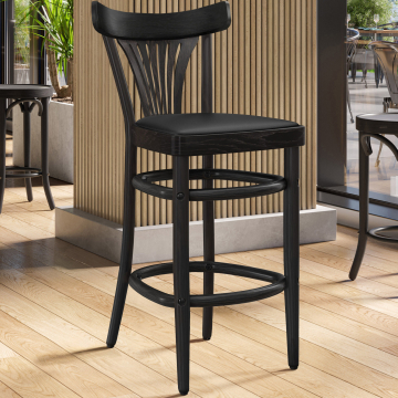 CABRIS | Bentwood barstol | Tre / Lær | Svart