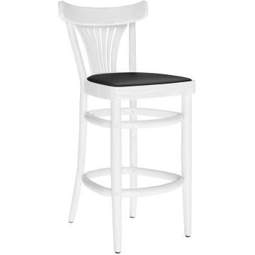 CABRIS | Sgabello in legno curvato | Legno / Pelle | Bianco