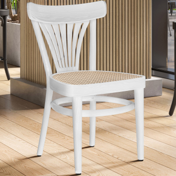 CABRIS | Bugholzstuhl | Rattan Geflecht | Weiß | Bugholz