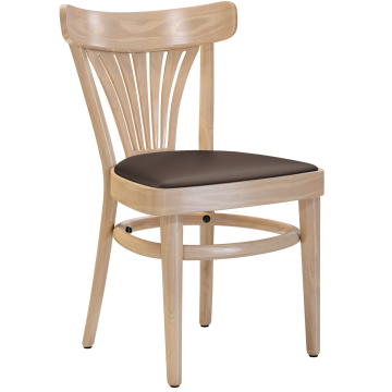 CABRIS | Chaise en bambou courbé | Bois / Cuir marron | Chêne | Bois courbé