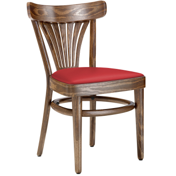 CABRIS | Sedia in legno curvato | Legno / Pelle Rossa | Vintage Vecchia Patina | Legno curvato