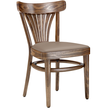 CABRIS | Sedia in legno curvato | Legno / Pelle Taupe | Vintage Old Patina | Legno curvato