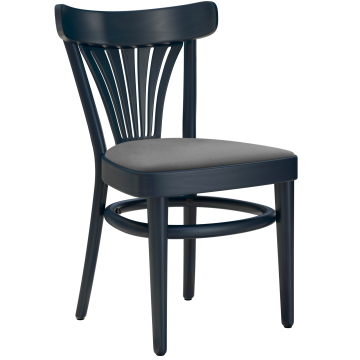 CABRIS | Buisvormige houten stoel | Hout / Fluweel Grijs | Donkerblauw | Buisvormige houten stoel
