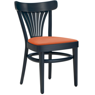 CABRIS | Bureaustoel van bent hout | Hout / Fluweel Oranje | Donkerblauw | Bureaustoel van bent hout