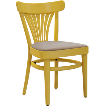 CABRIS | Sedia in bachelite curvata | Legno / velluto taupe | Giallo | Bugholz