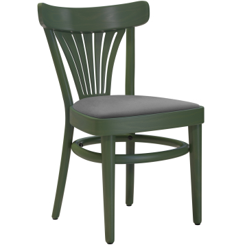 CABRIS | Chaise en bois bent | Bois / Velours Gris | Vert Olive | Bois moulé