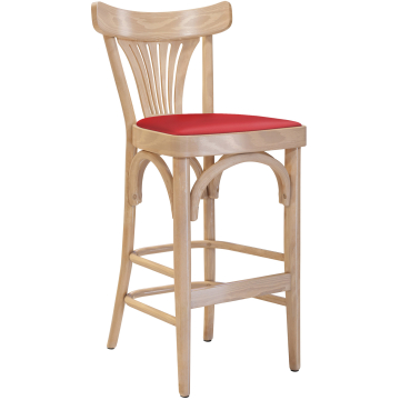 Cabris | Bugholz Barhocker | Holz / Leder | Eiche / Rot | Bugholz