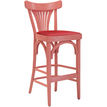 Cabris | Bugholz Barhocker | Holz / Leder | Rosa / Rot | Bugholz