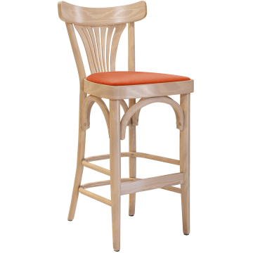 Cabris | Bugholz Barhocker | Holz / Samt | Eiche / Orange | Bugholz