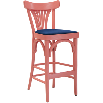 Cabris | Bugholz Barhocker | Holz / Samt | Rosa / Blau | Bugholz