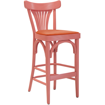 Cabris | Bugholz Barhocker | Holz / Samt | Rosa / Orange | Bugholz