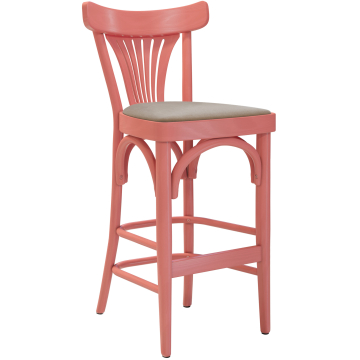 Cabris | Bugholz Barhocker | Holz / Samt | Rosa / Taupe | Bugholz