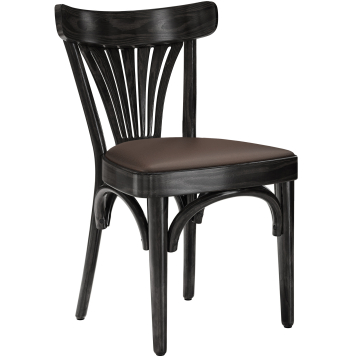 Cabris | Sedia in legno curvato | Legno / Pelle | Nero / Marrone | Legno curvato