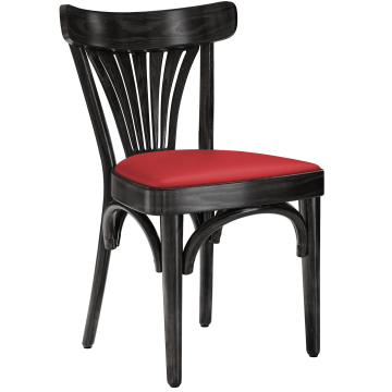 Cabris | Sedia in legno curvato | Legno / Pelle | Nero / Rosso | Legno curvato