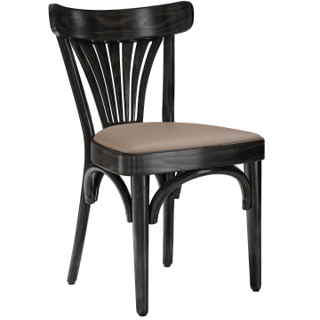 Cabris | Sedia in legno curvato | Legno / Pelle | Nero / Taupe | Legno curvato